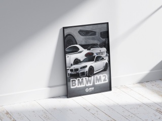 BMW M2 G87 MPerformance Plakat w Ramce (biały)