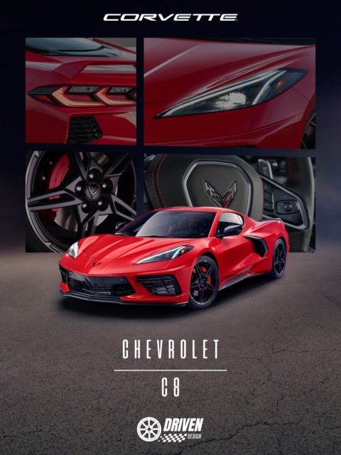 Chevrolet Corvette C8 Plakat w Ramce