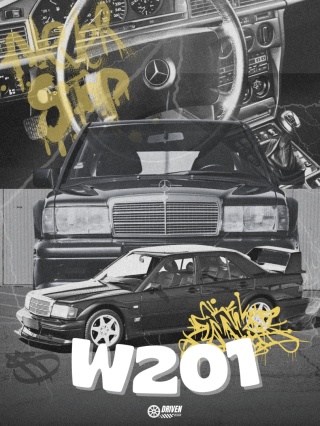 Mercedes W201 Plakat w Ramce